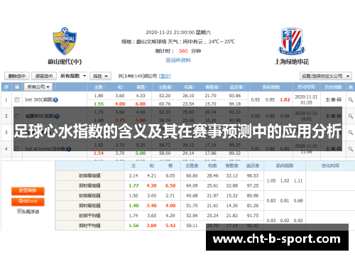 足球心水指数的含义及其在赛事预测中的应用分析